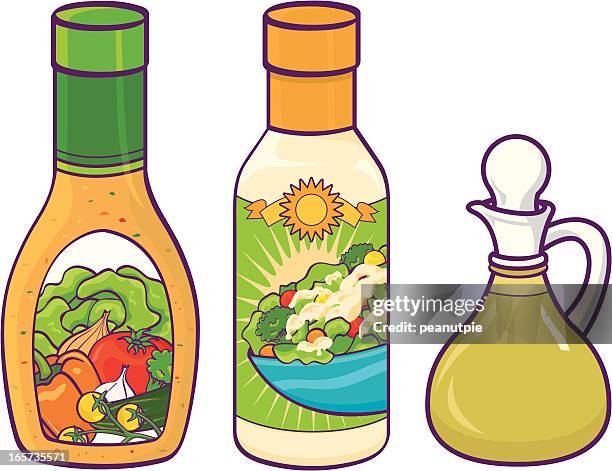stockillustraties, clipart, cartoons en iconen met salad dressing - salad dressing white background