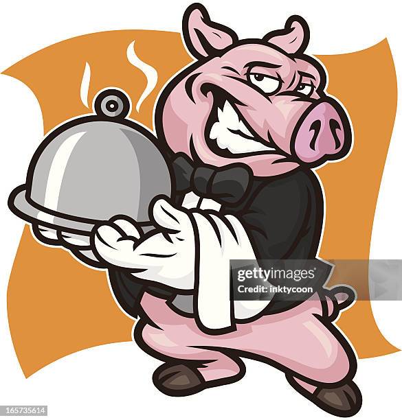pig diner - wild boar eating stock illustrations