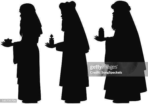 three wise men silhouettes - incense stock illustrations