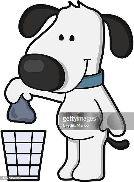 stockillustraties, clipart, cartoons en iconen met cartoon / dispose of dog waste - clean up - stool
