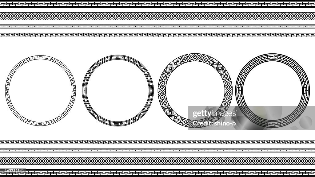 Asian style circle frames and borders