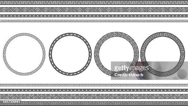 asian style circle frames and borders - east asian culture stock illustrations