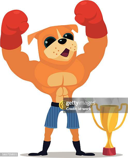 winning boxer - dogs fighting stock illustrations