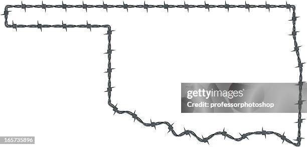 barbed wire oklahoma - rough border stock illustrations