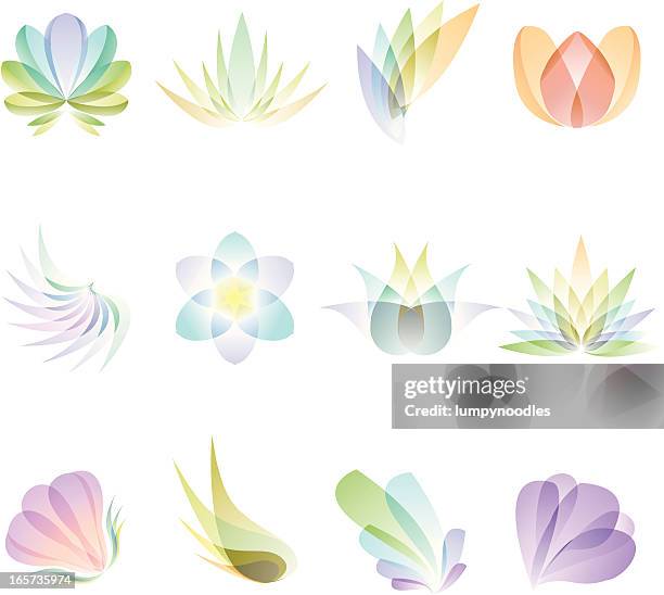 illustrazioni stock, clip art, cartoni animati e icone di tendenza di traslucido astratto fiori - petalo