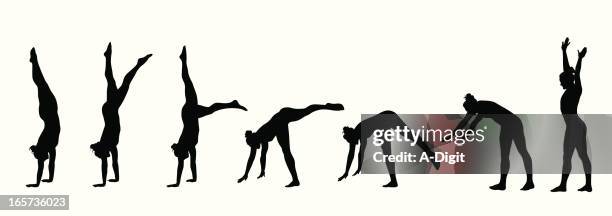 ilustraciones, imágenes clip art, dibujos animados e iconos de stock de stepstohandstand - hacer el pino