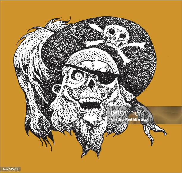 skull pirate head with eye patch - eye patch stock illustrations