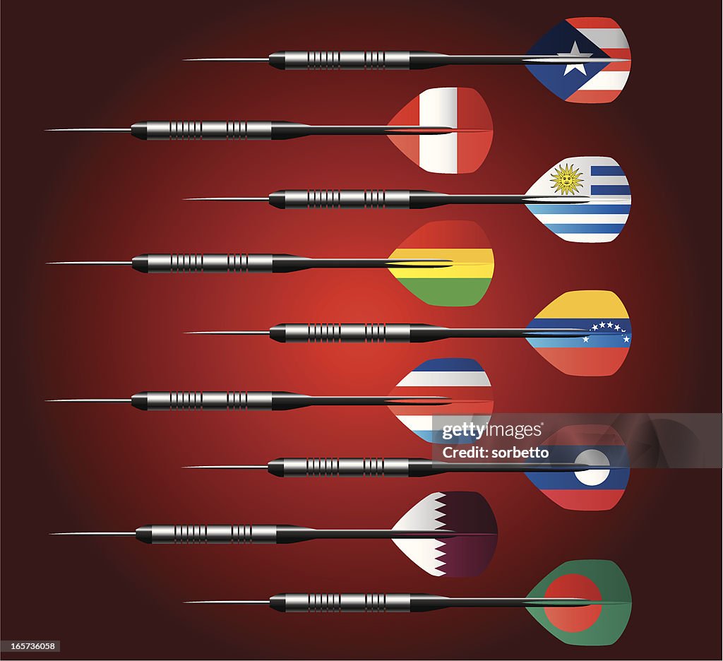 Darts Collection with National Flags
