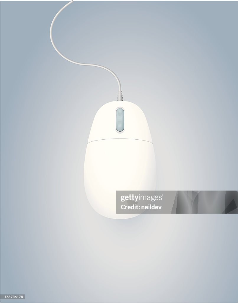 Two Button Mouse with scroll wheel seen from above