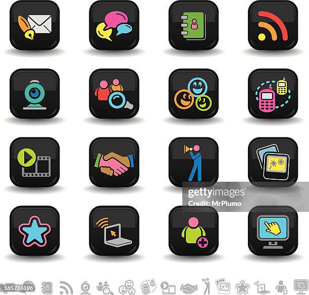 stockillustraties, clipart, cartoons en iconen met social networking icons | bbton series - wappen