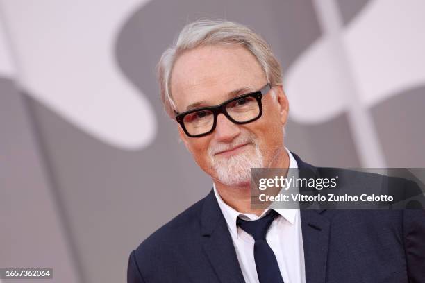 Director David Fincher attend a red carpet for the movie "The Killer" at the 80th Venice International Film Festival on September 03, 2023 in Venice,...