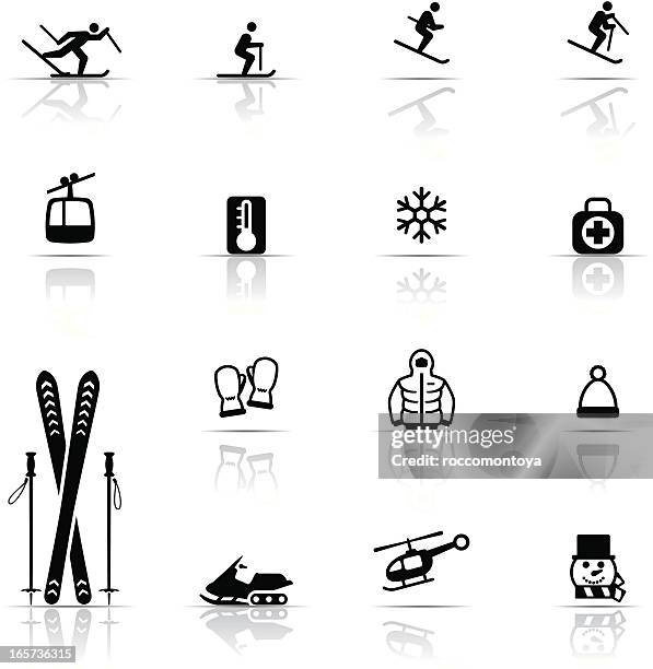stockillustraties, clipart, cartoons en iconen met icon set, skiing - ski