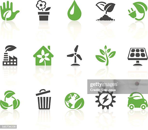 green icons - sky and trees green leaf illustration stock illustrations