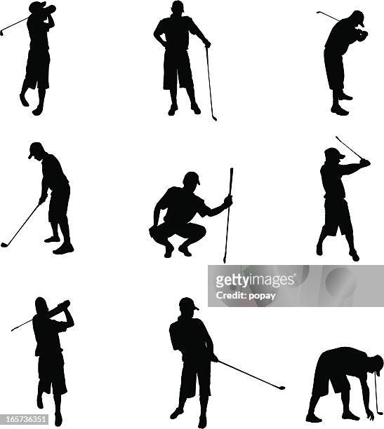 golfers - golf swing on white stock illustrations