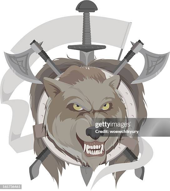 weapon of vikings2 - holding axe stock illustrations