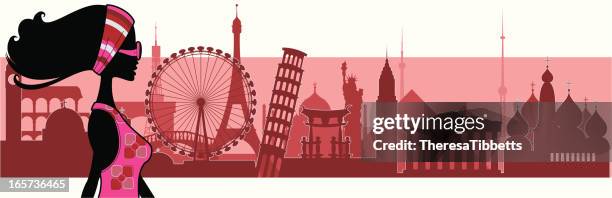 love travel - cn tower stock illustrations