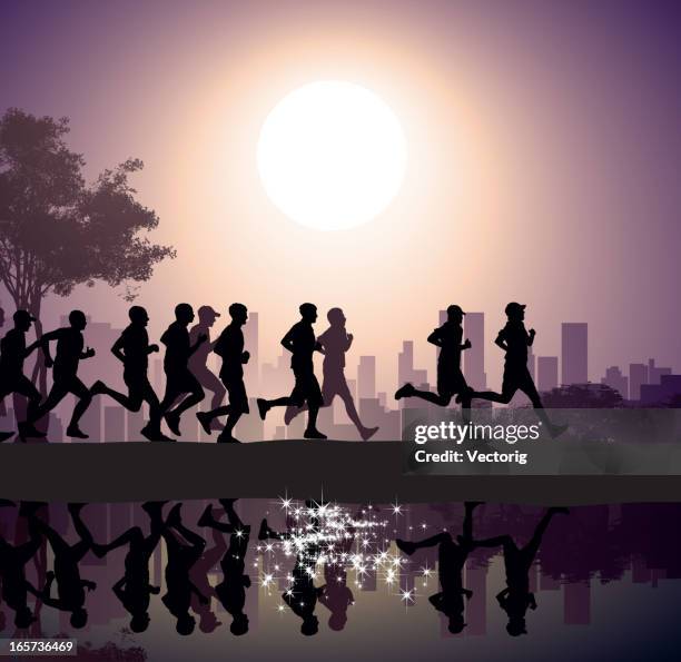 city marathon - jogging city stock illustrations