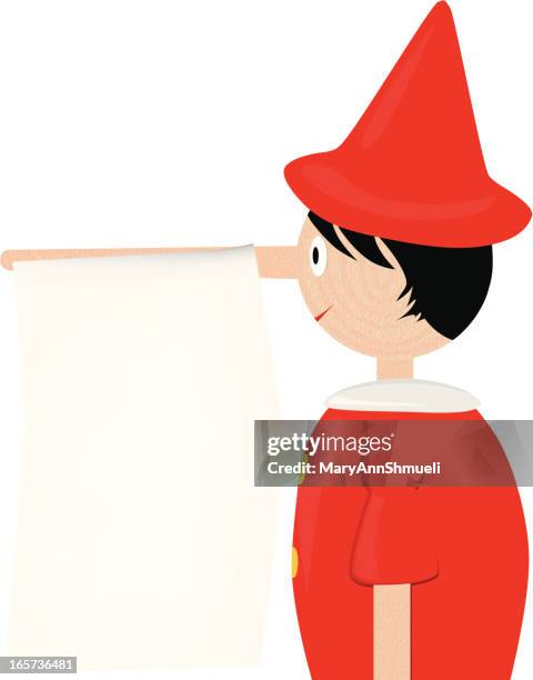 pinocchio with note on nose - pinocchio stock illustrations