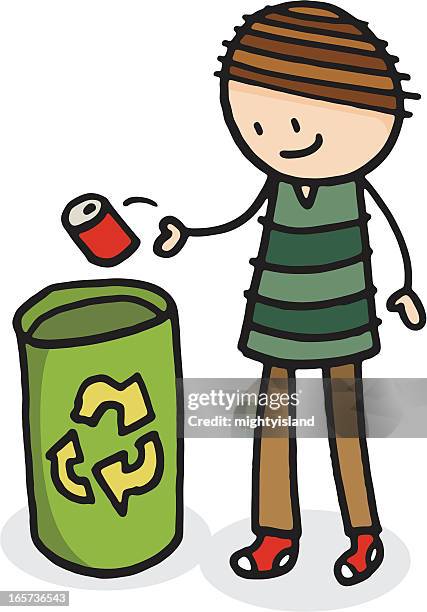 boy recycling - children recycling stock illustrations