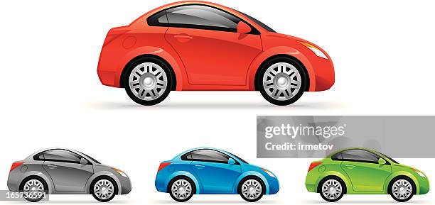 ilustraciones, imágenes clip art, dibujos animados e iconos de stock de coupe de automóviles - coche pequeño