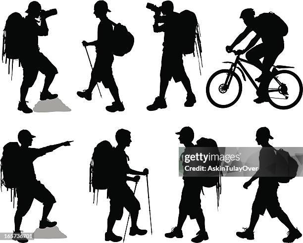 trekking - mid adult men stock illustrations