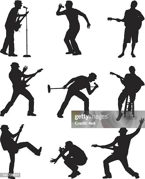 rockers singing and playing guitar - singer isolated stock illustrations