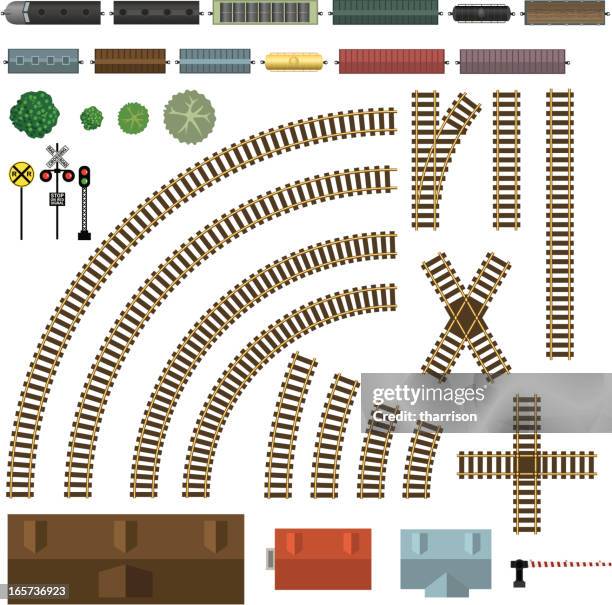 railroad and train components - train tracks stock illustrations