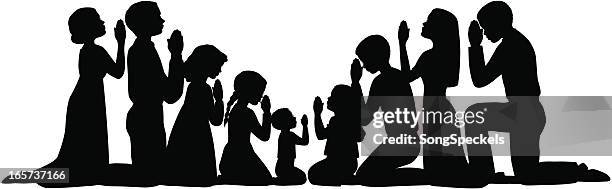 prayer group silhouettes - praying stock illustrations