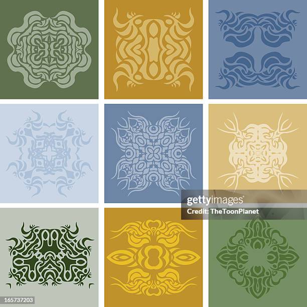 set of ancient arabic elements - cashmere stock illustrations