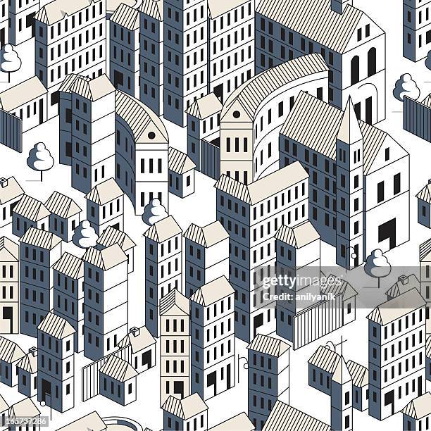 buildings - seamless pattern - facade stock illustrations