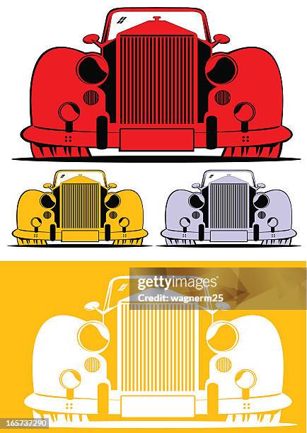classic car front view - convertible front view stock illustrations