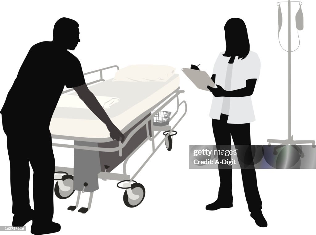 Nursing Duties Vector Silhouette