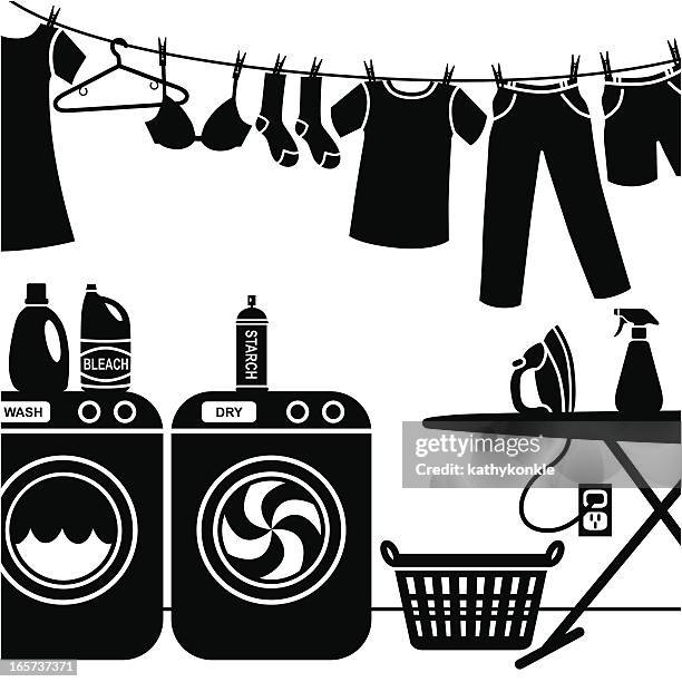 laundry room - ironing board stock illustrations