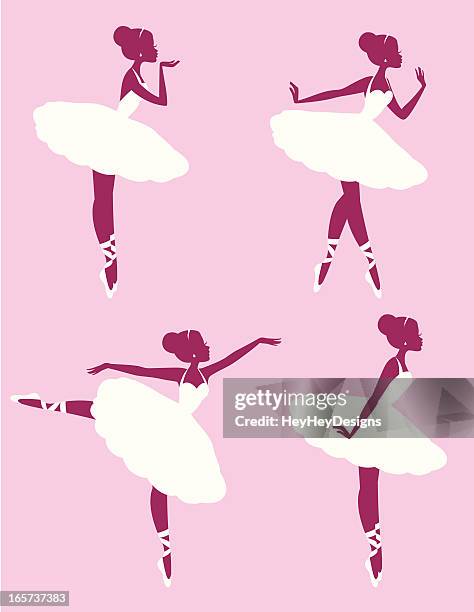 ballerina silhouettes - ballet shoe stock illustrations