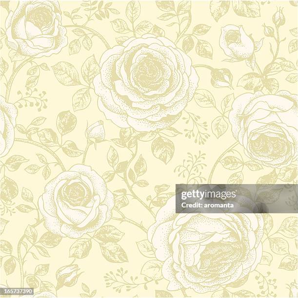nahtlose retro rosen - ziergarten stock-grafiken, -clipart, -cartoons und -symbole