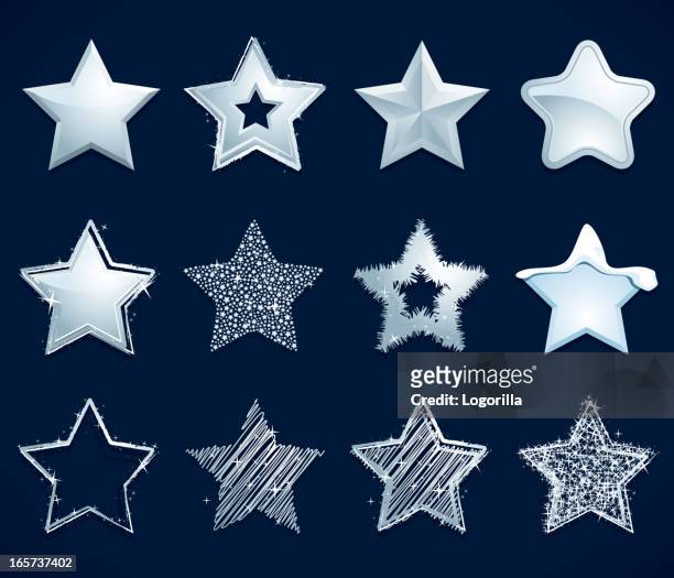 silver star icons - christmas stars stock illustrations