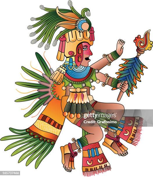 aztec shaman vector illustration - aztec stock illustrations