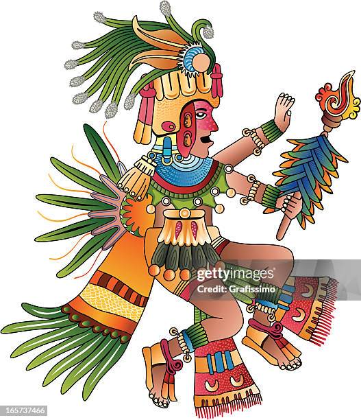 aztec shaman vector illustration - mexican god 幅插畫檔、美工圖案、卡通及圖標