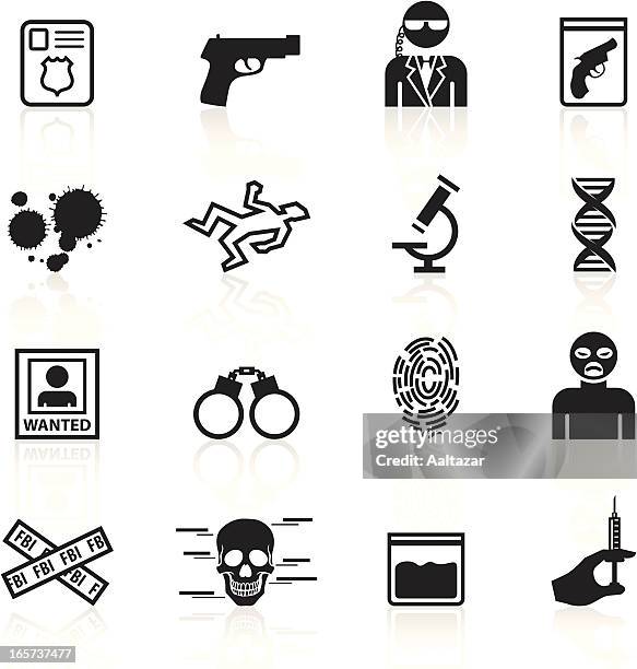 black symbols - fbi &amp; forensics - forensic science stock illustrations