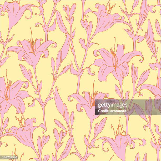 nahtlose lily - stargazer lily stock-grafiken, -clipart, -cartoons und -symbole