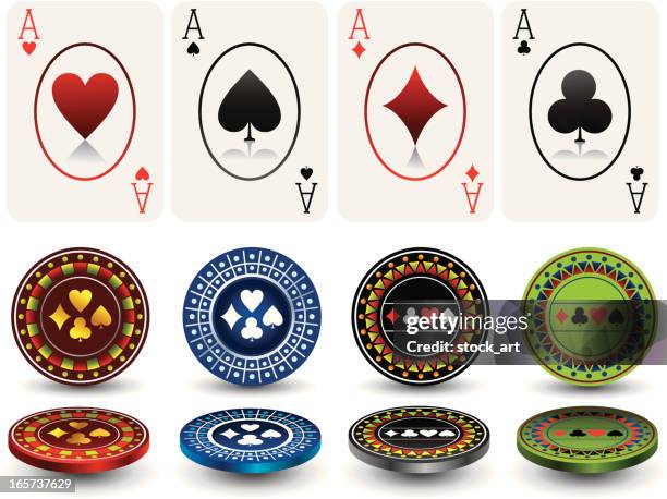 cards and chips - ace of clubs stock illustrations
