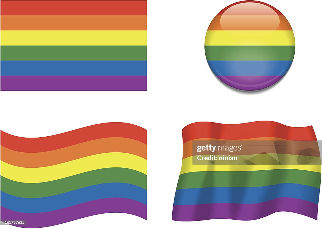 Four different flags that represent gay pride