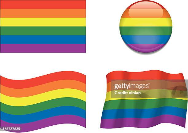 four different flags that represent gay pride  - rainbow flag stock illustrations