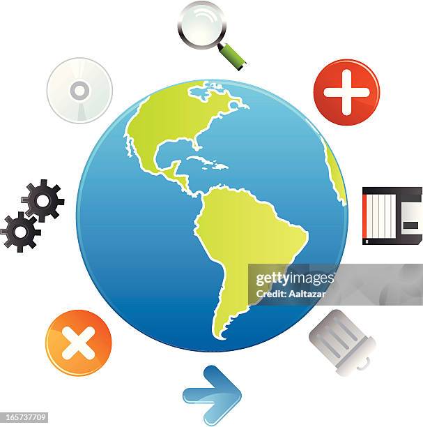 globale internet & durchsuchen - erdrücken stock-grafiken, -clipart, -cartoons und -symbole