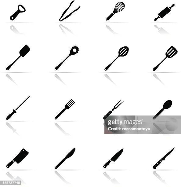 icon set, kitchen utensils - spatula stock illustrations