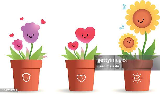 cute flower pot for mother's day - cartoon flowers 幅插畫檔、美工圖案、卡通及圖標