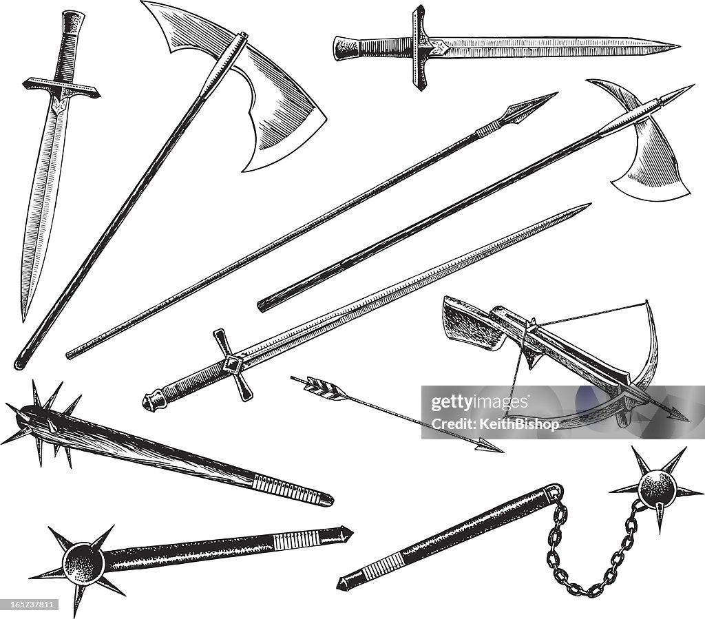 Medieval or Renaissance Weapons, Sword and Hatchet