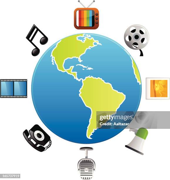 global electronics & media - microphone 3d stock illustrations