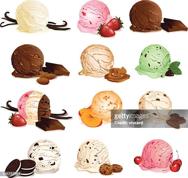 ilustrações de stock, clip art, desenhos animados e ícones de gelado de opções - amendoas