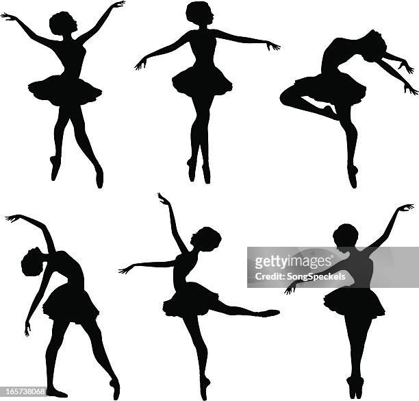 ballerina-silhouette - balletttänzer stock-grafiken, -clipart, -cartoons und -symbole